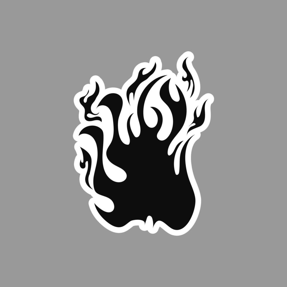 mão desenhada ilustração de fogo na etiqueta. silhueta de chamas para elemento de design. vetor