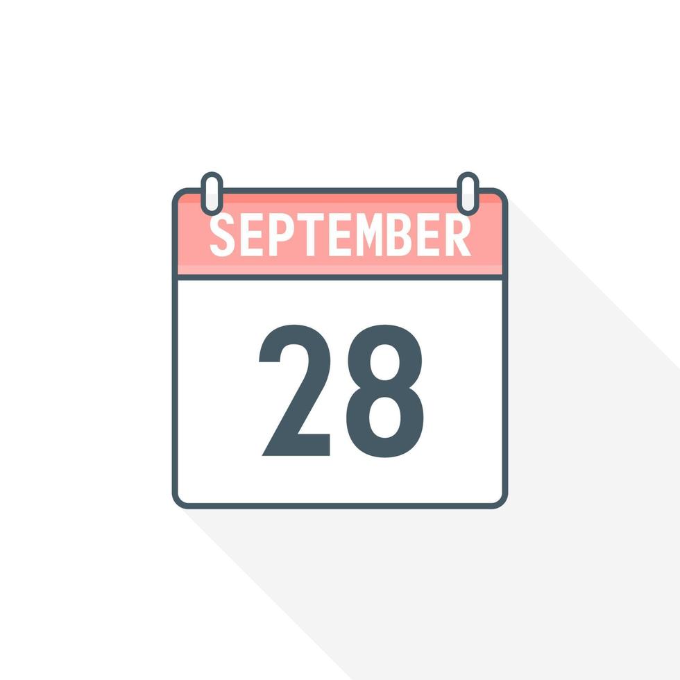 ícone do calendário de 28 de setembro. 28 de setembro calendário data mês ícone ilustrador vetorial vetor