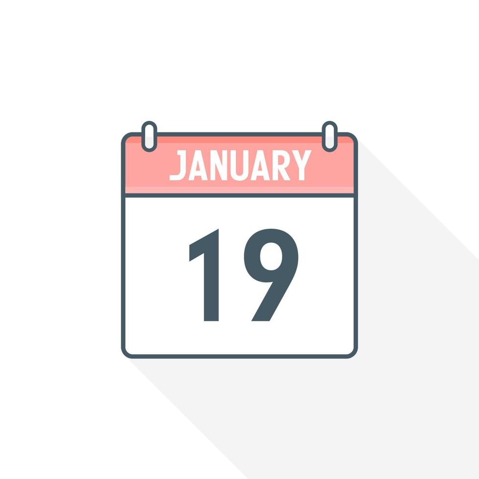 ícone do calendário de 19 de janeiro. 19 de janeiro calendário data mês ícone ilustrador vetorial vetor
