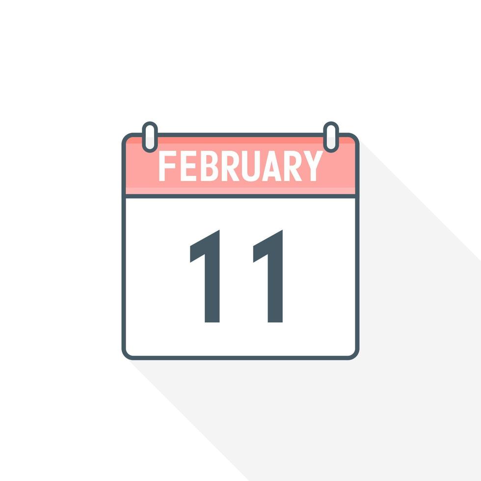 ícone do calendário de 11 de fevereiro. 11 de fevereiro calendário data mês ícone ilustrador vetorial vetor
