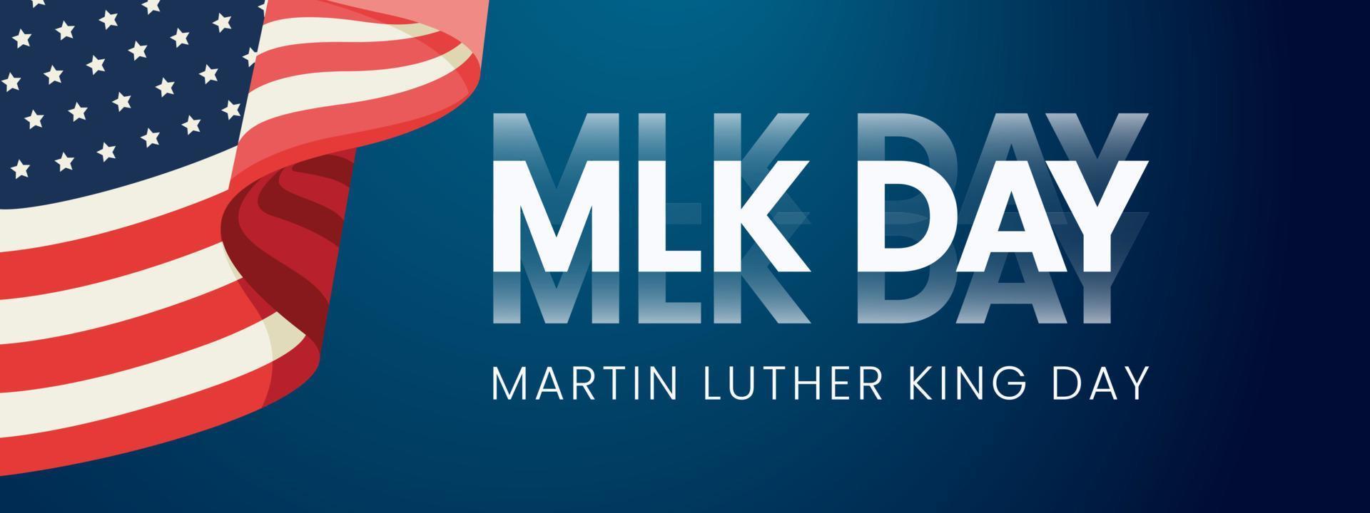 Martin Luther King Júnior. dia design de cartão de tipografia. citação inspiradora de letras do dia mlk, bandeira americana, fundo vetorial azul escuro - a hora é sempre certa para fazer o que é certo. eps 10. vetor
