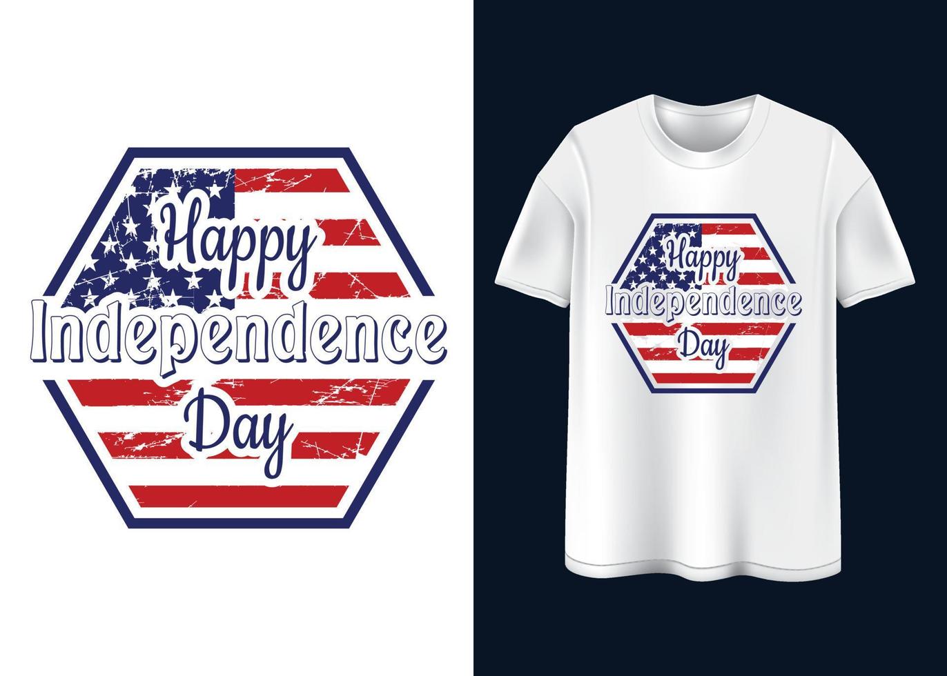 feliz dia da independência design de t-shirt vetor