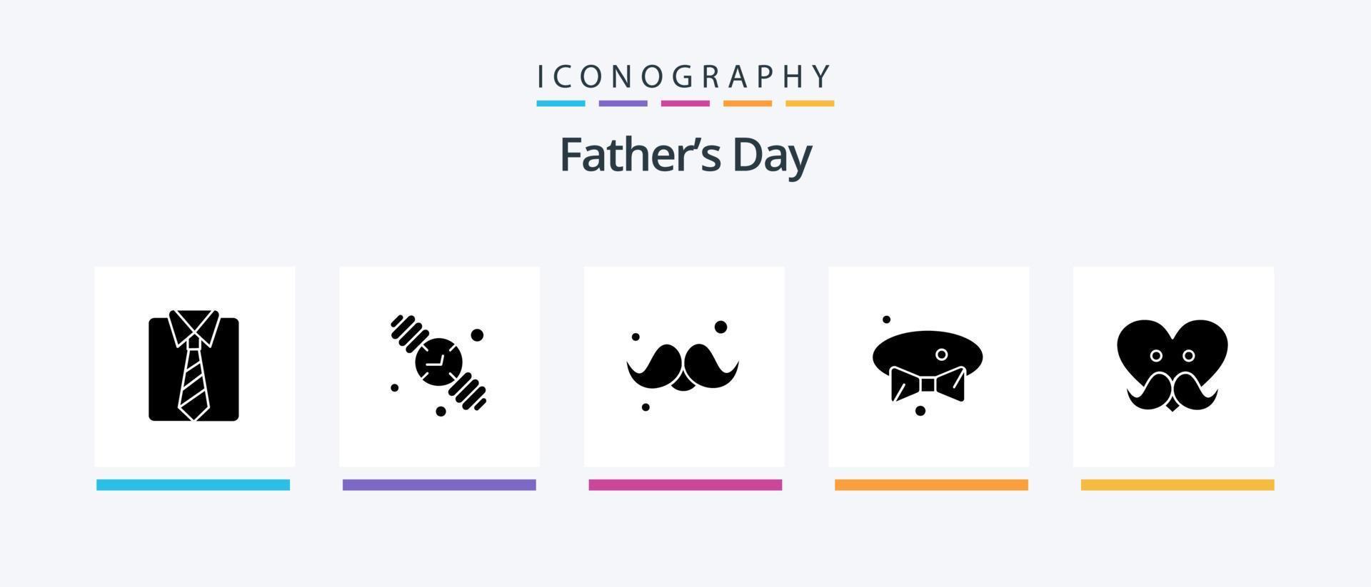 pacote de ícones de glifo 5 do dia dos pais, incluindo pai. amarrar. acessórios. vestido. cavalheiro. design de ícones criativos vetor