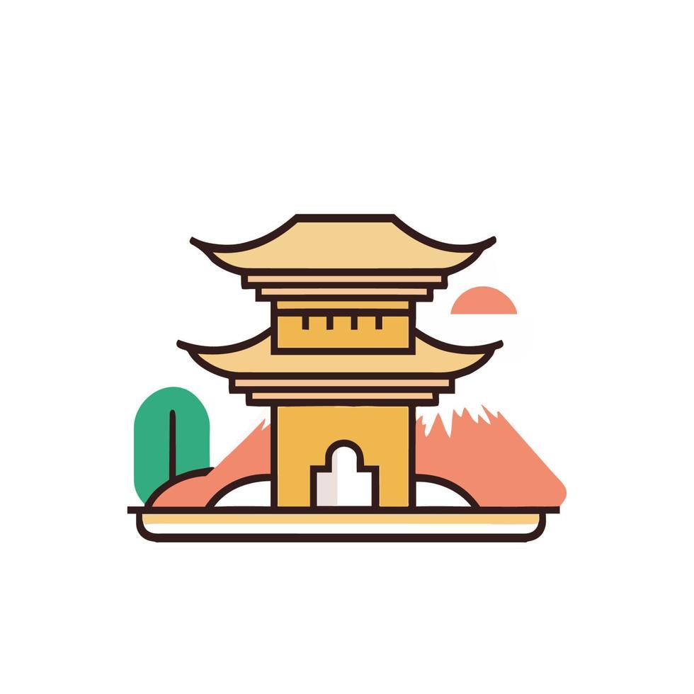 ícones de marcos famosos do japão. ilustrações vetoriais design de ícone de estilo plano colorido vetor