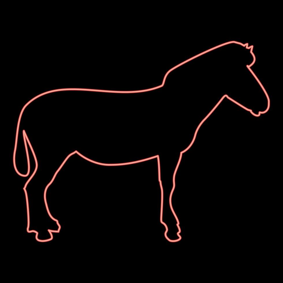 neon zebra stand animal em pé cor vermelha ilustração vetorial imagem estilo plano vetor