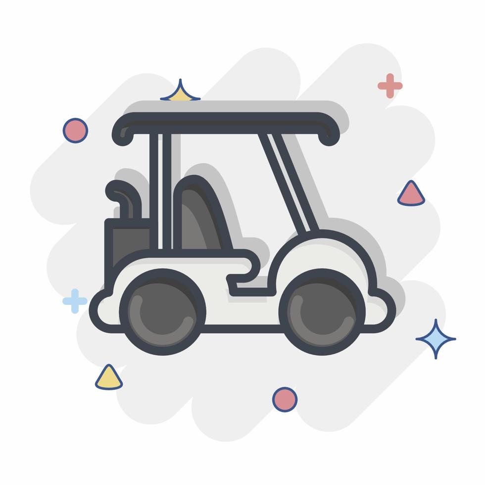 carrinho de golfe do ícone. relacionado ao símbolo de equipamentos esportivos. estilo cômico. design simples editável. ilustração simples vetor