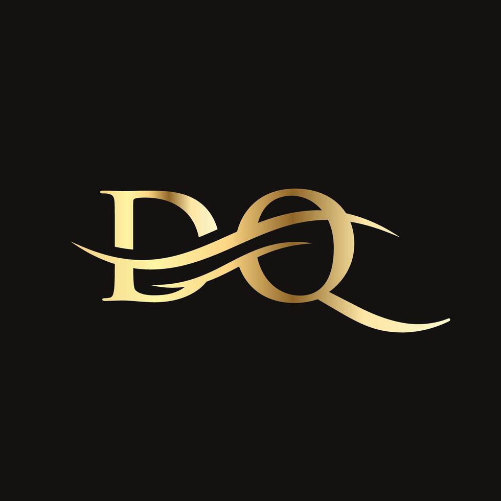 vetor de logotipo dq onda de água. design de logotipo swoosh letter dq para negócios e identidade da empresa