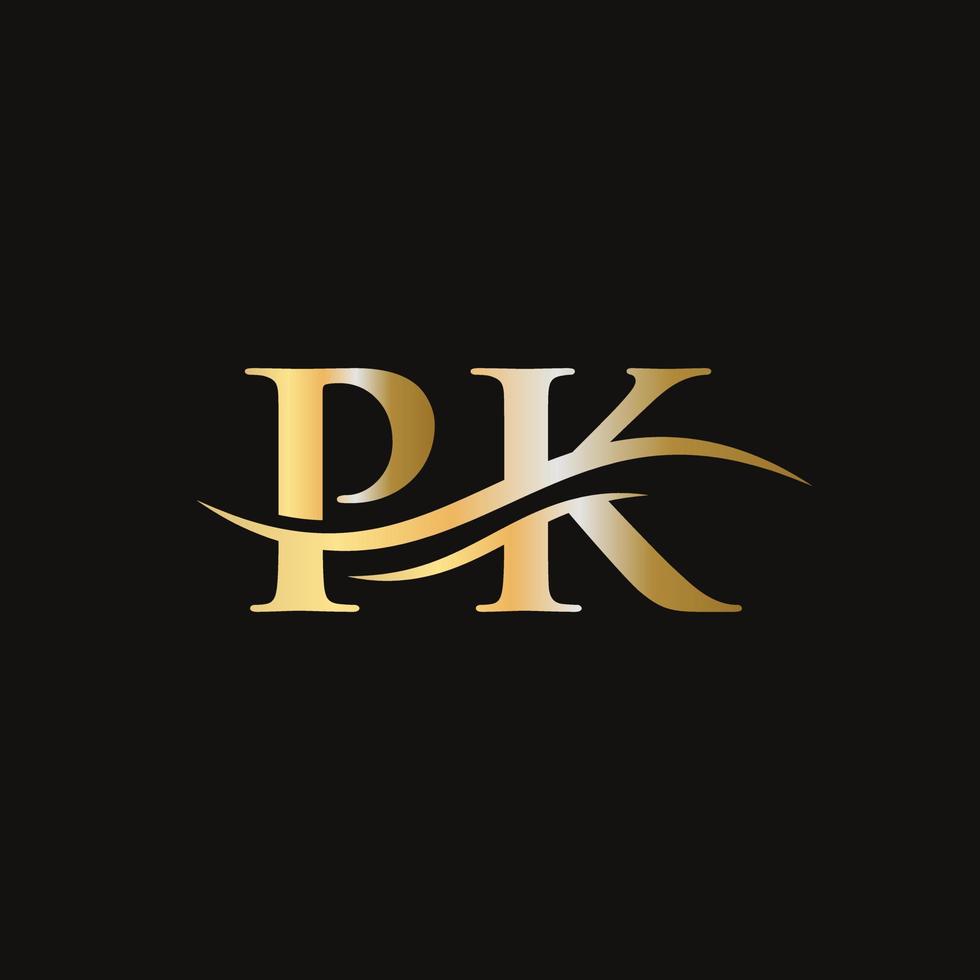 design moderno de logotipo pk para negócios e identidade da empresa. carta pk criativa com conceito de luxo vetor