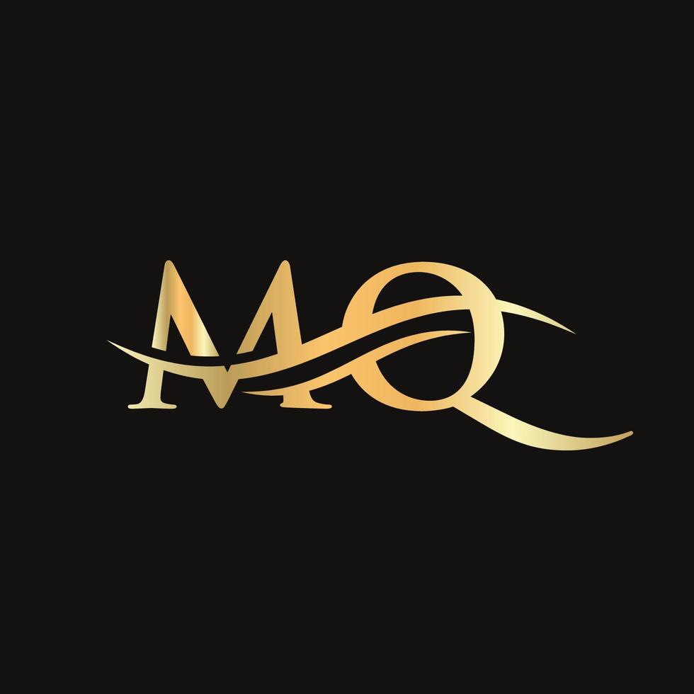 vetor de design de logotipo mq. design de logotipo mq de letra swoosh