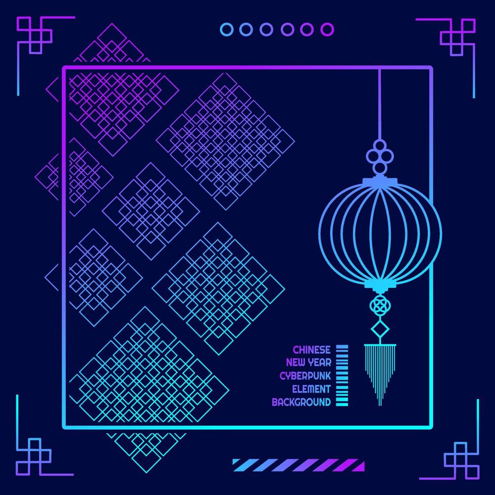 feliz ano novo chinês design cyberpunk com fundo escuro. ilustração de férias em vetor tecnologia abstrata.