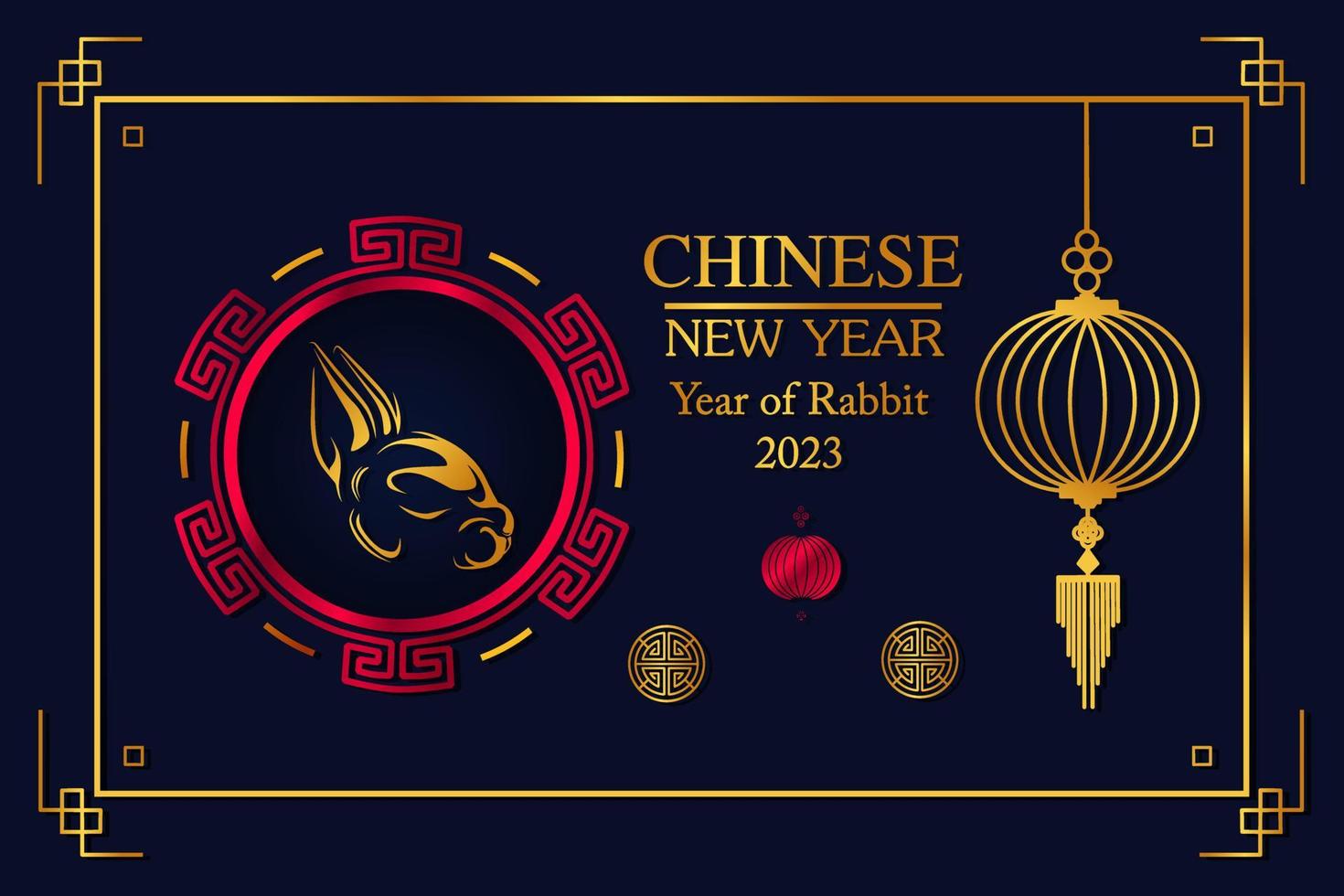 feliz ano novo chinês 2023 ano da ilustração do feriado do vetor do zodíaco do coelho