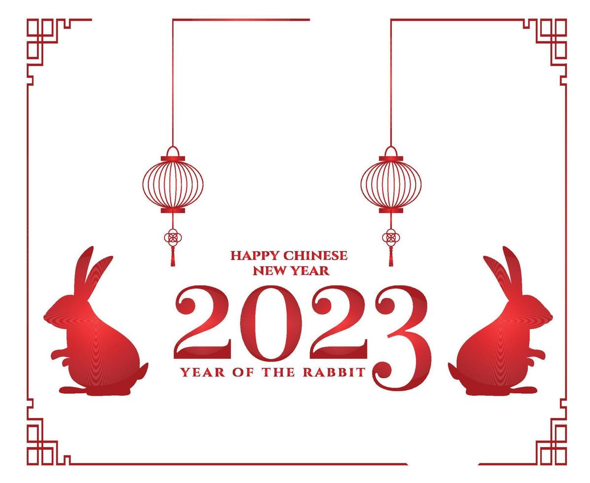 feliz ano novo chinês 2023 ano do vetor de ilustração de design abstrato vermelho coelho com fundo branco