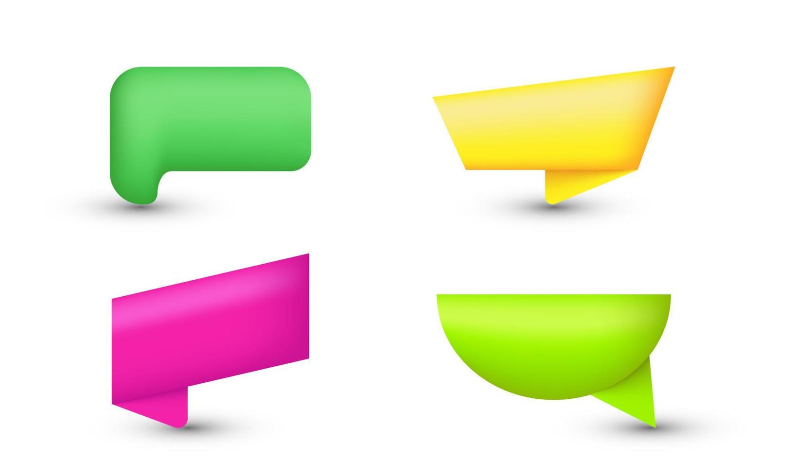ilustração coleção de conjunto realista bolhas de fala coloridas estilo de ícone de mensagem 3d criativo isolado no fundo vetor