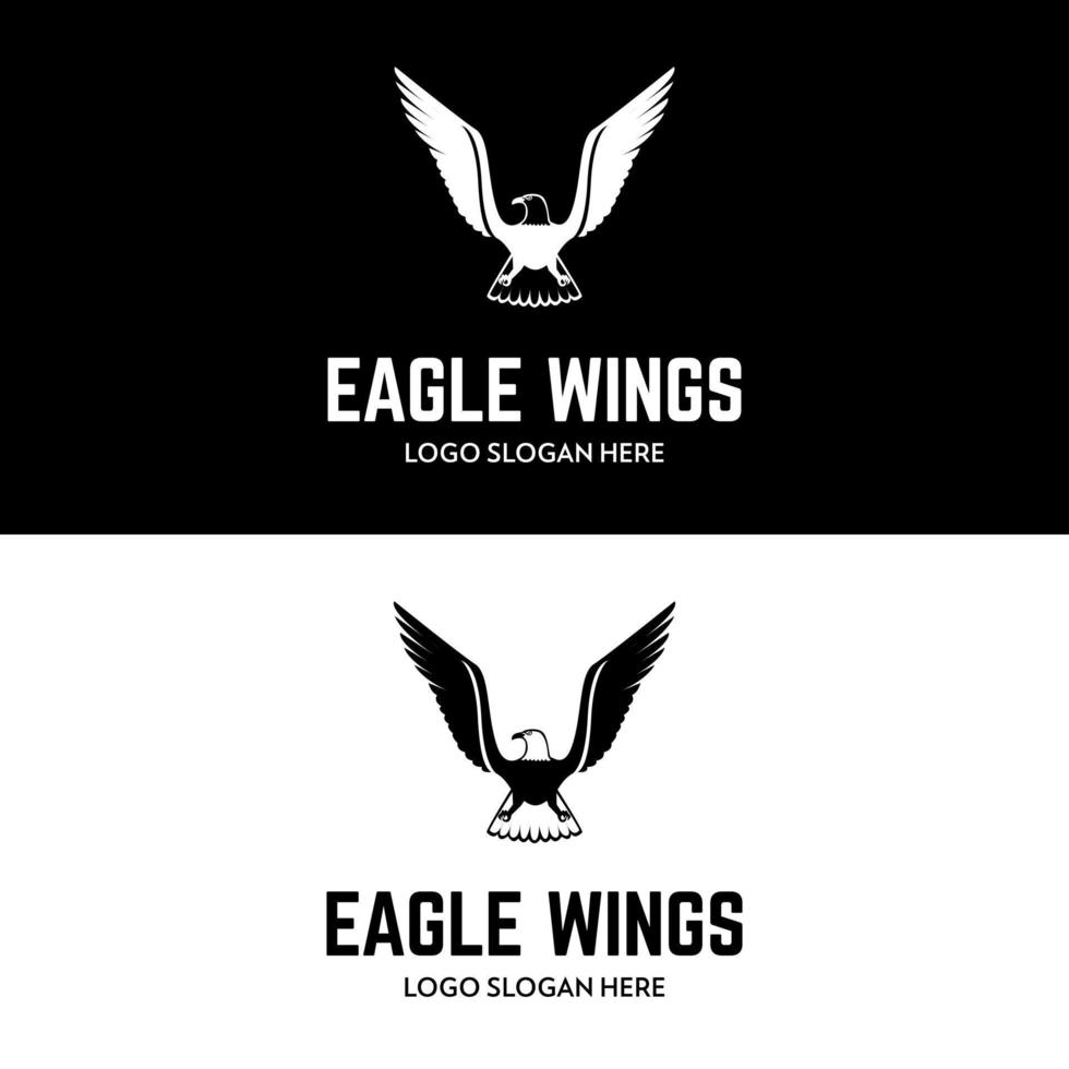 asa de águia está se espalhando para o personagem de mascote de design de logotipo de empresa de voo e emblema vetor