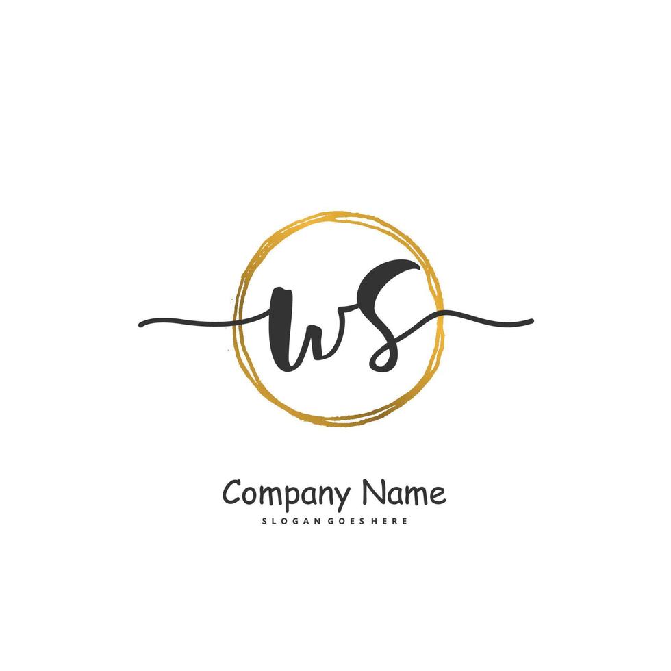 ws caligrafia inicial e design de logotipo de assinatura com círculo. logotipo manuscrito de design bonito para moda, equipe, casamento, logotipo de luxo. vetor