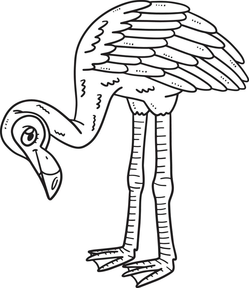 desenho de mãe flamingo isolado para colorir para crianças vetor