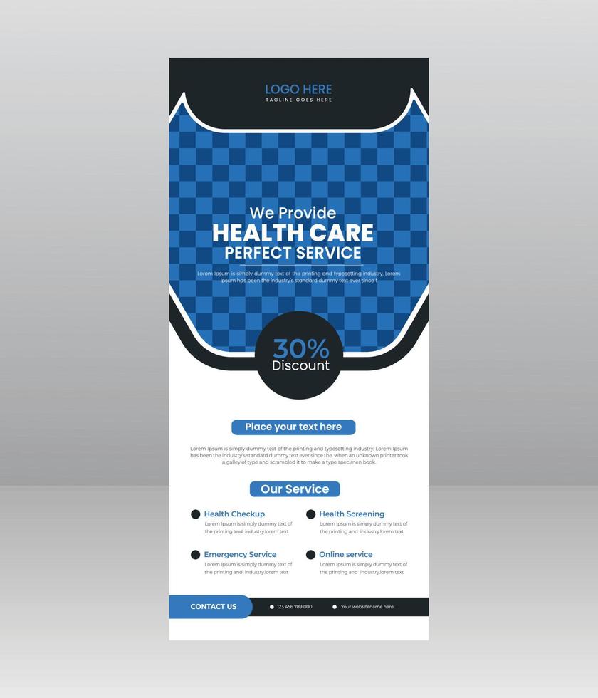 banner de enrolamento médico moderno e elegante, modelo de folheto médico para hospital, médico, enfermeira e promoção de saúde. x banner, banner roll-up corporativo vetor