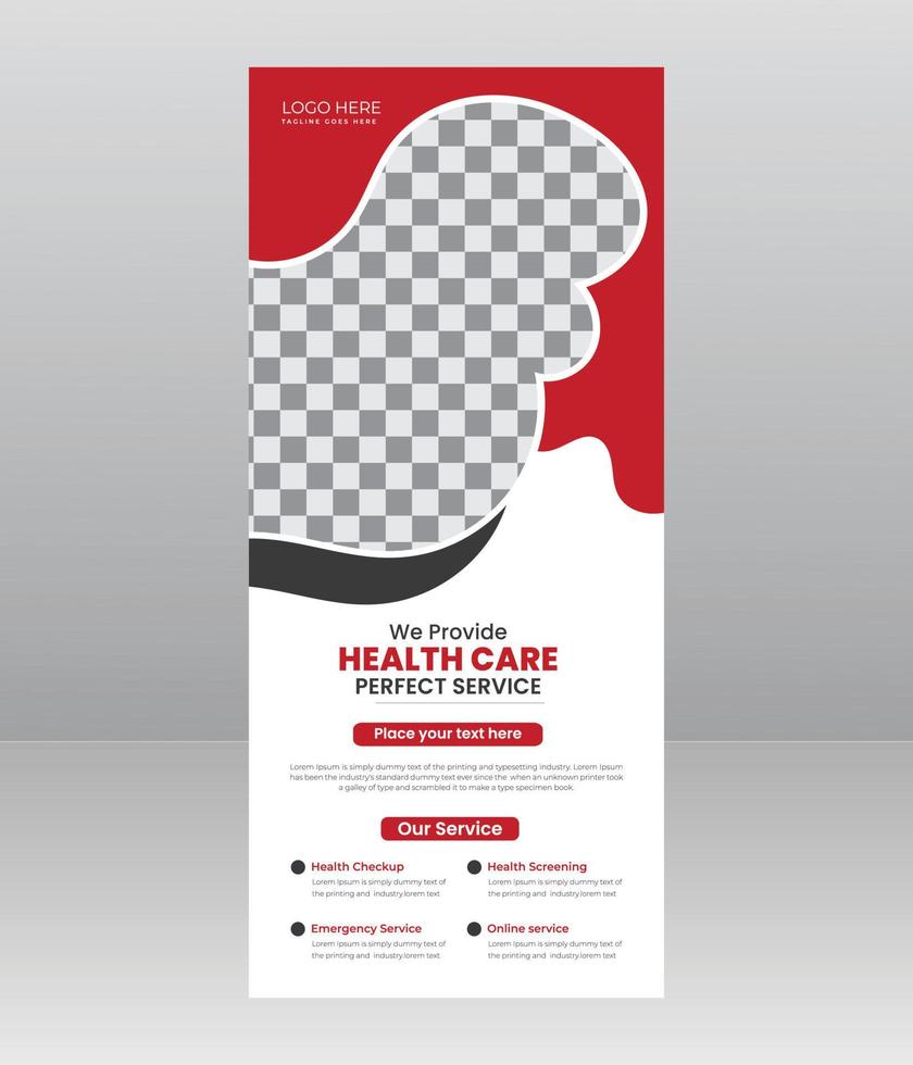 banner de enrolamento médico moderno e elegante, modelo de folheto médico para hospital, médico, enfermeira e promoção de saúde. x banner, banner roll-up corporativo vetor