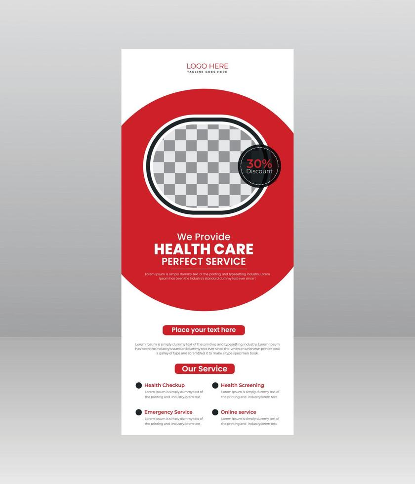 banner de enrolamento médico moderno e elegante, modelo de folheto médico para hospital, médico, enfermeira e promoção de saúde. x banner, banner roll-up corporativo vetor