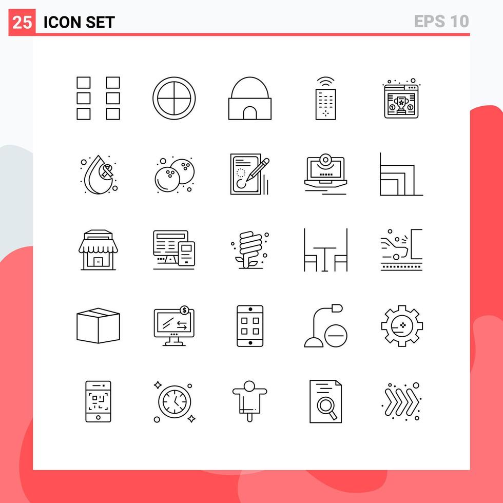 conceito de 25 linhas para sites móveis e aplicativos prêmios elementos de design de vetores editáveis de mesquita de controle de alvo remoto