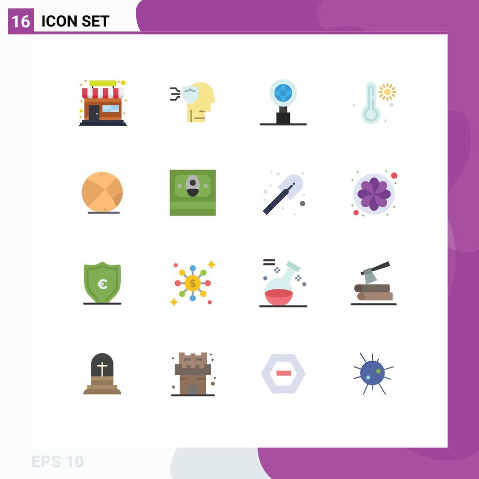 conjunto moderno de pictograma de 16 cores planas de pacote editável de tempo de bola de internet de jogo a dinheiro de elementos de design de vetor criativo