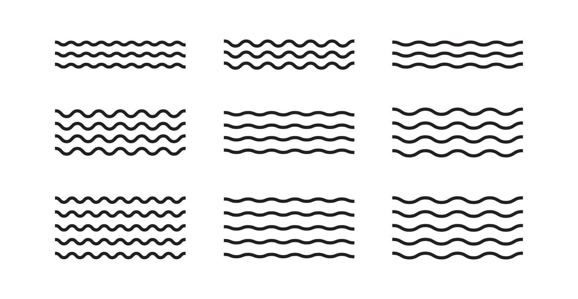 conjunto de ondas doodle ícone ilustração vetorial. vetor