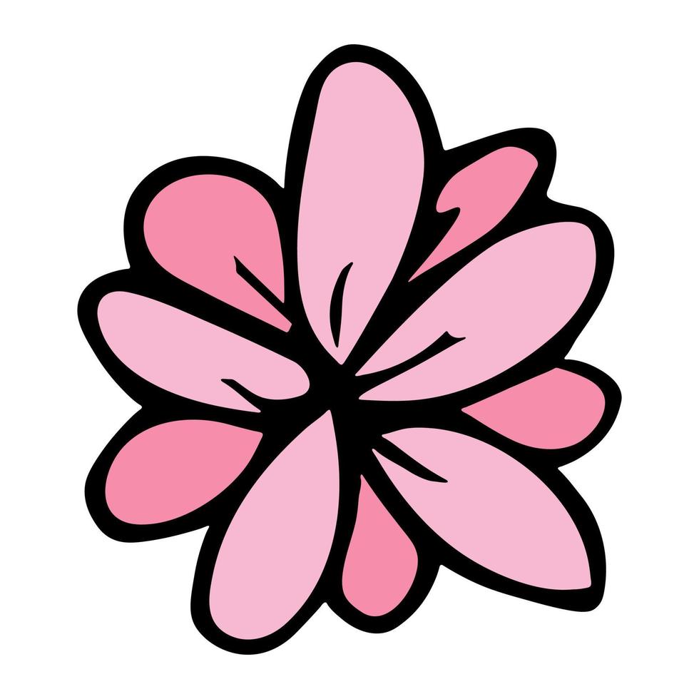 clipart de flor simples. rabisco floral desenhado à mão. para impressão, web, design, decoração, logotipo vetor