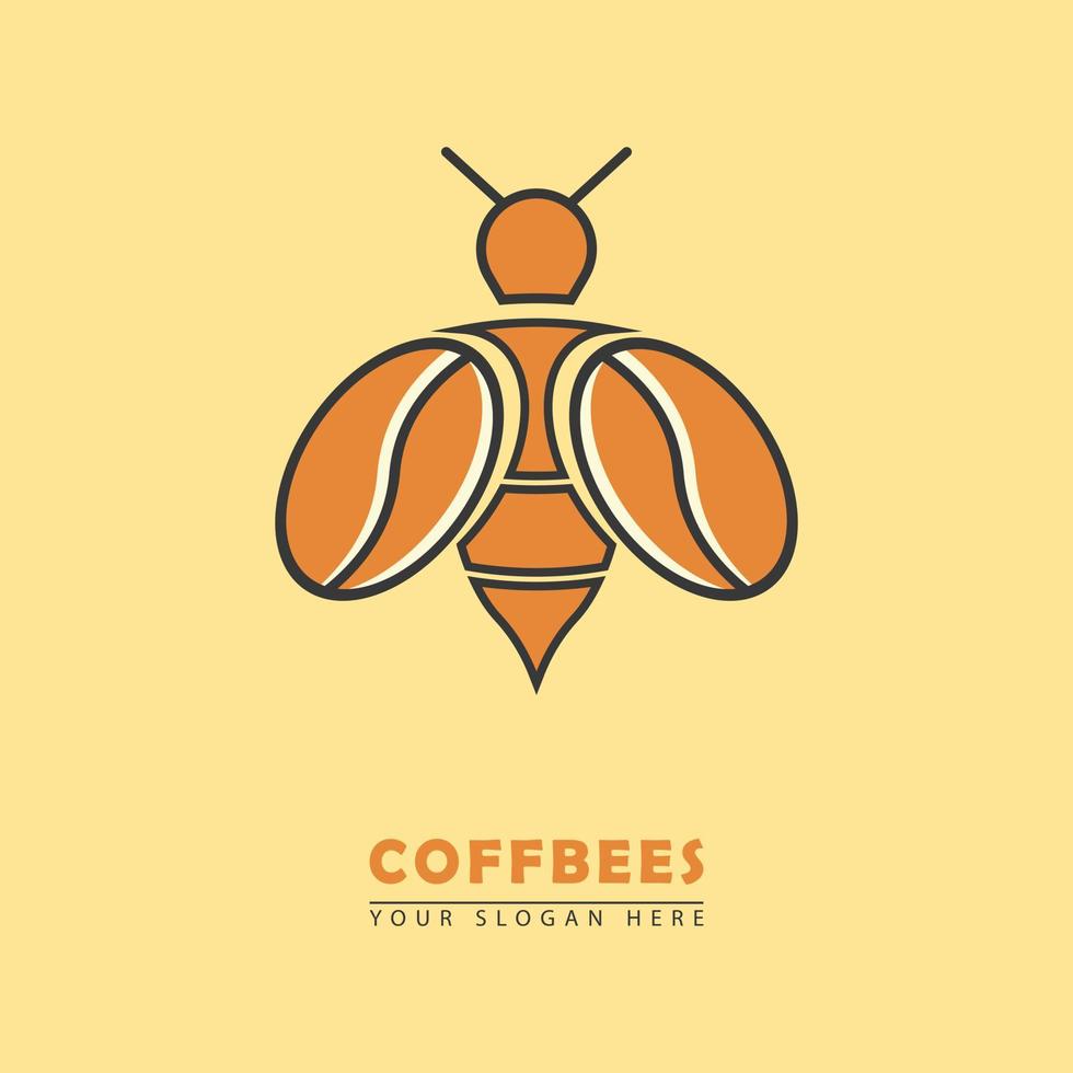 ilustração do logotipo do ícone gráfico vetorial de abelhas e café vetor