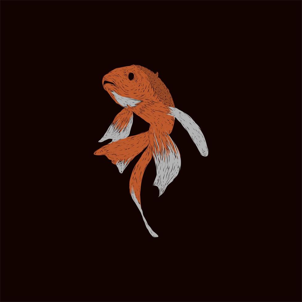 design de ilustração de estilo de arte animal de peixe vetor