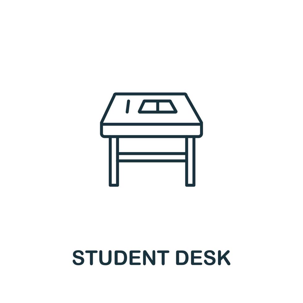 ícone de mesa do aluno da coleção de educação. ícone de mesa de estudante de linha simples para modelos, web design e infográficos vetor