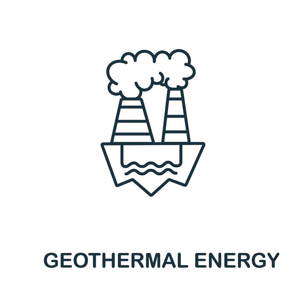 ícone de energia geotérmica da coleção de energia limpa. símbolo de energia geotérmica de elemento de linha simples para modelos, web design e infográficos vetor