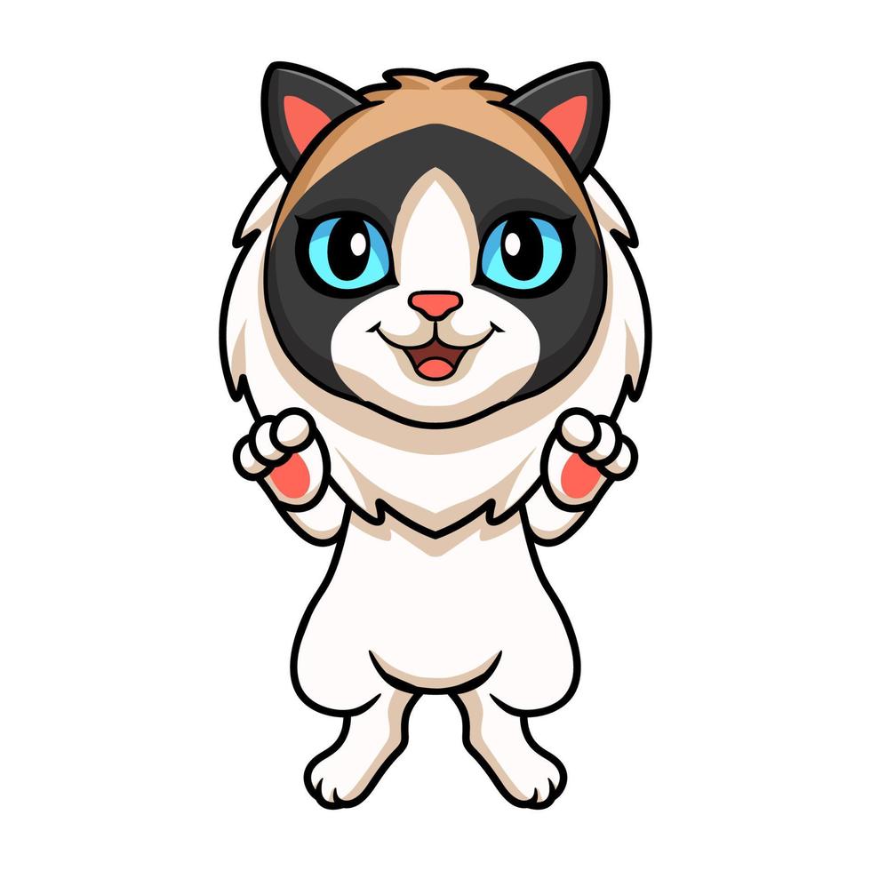 desenho de gato de boneca de pano bonito vetor