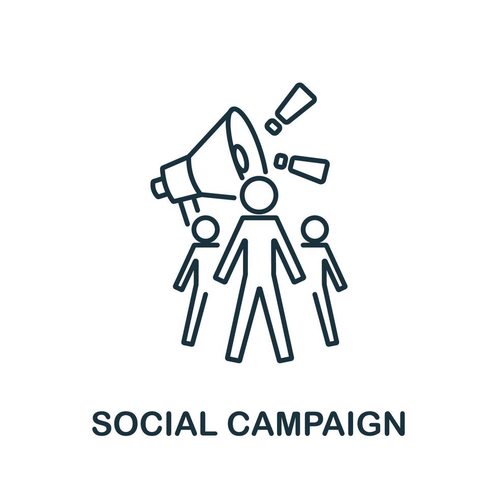 ícone de campanha social da coleção de marketing digital. símbolo de campanha social de elemento de linha simples para modelos, web design e infográficos vetor