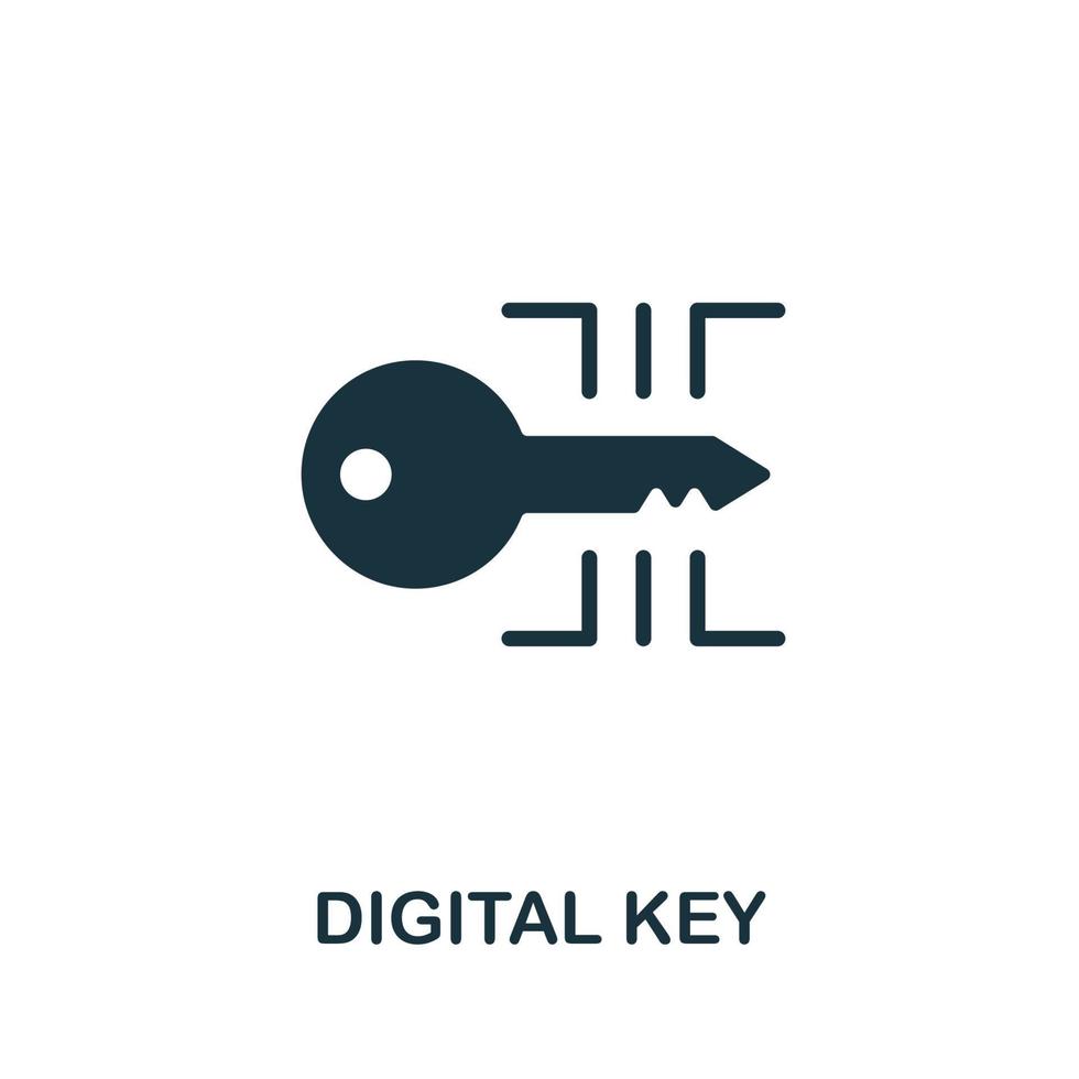 ícone de chave digital. elemento simples monocromático da coleção de serviços digitais. ícone de chave digital criativa para web design, modelos, infográficos e muito mais vetor
