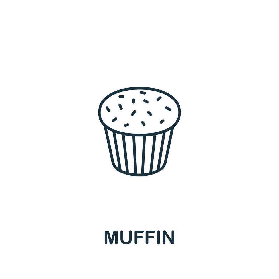 ícone de muffin da coleção de padaria. símbolo de muffin de elemento de linha simples para modelos, web design e infográficos vetor