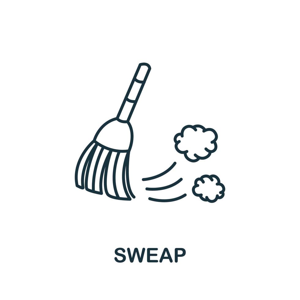 ícone de varredura da coleção de limpeza. símbolo de varredura de elemento de linha simples para modelos, web design e infográficos vetor