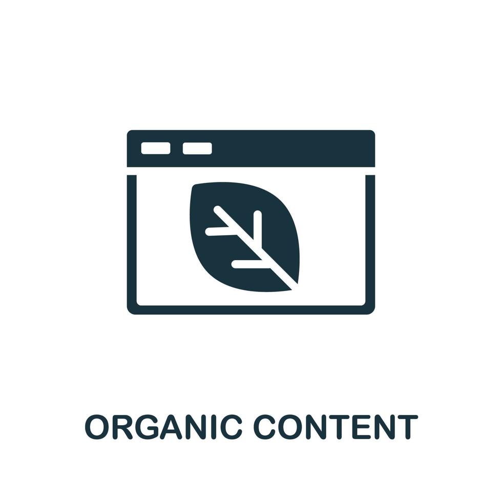 ícone de conteúdo orgânico. elemento simples da coleção de marketing de conteúdo. ícone de conteúdo orgânico criativo para web design, modelos, infográficos e muito mais vetor