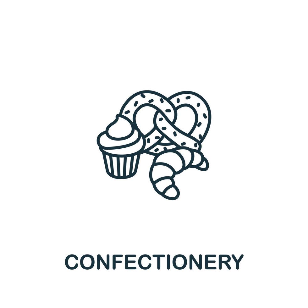 ícone de confeitaria da coleção de padaria. símbolo de confeitaria de elemento de linha simples para modelos, web design e infográficos vetor