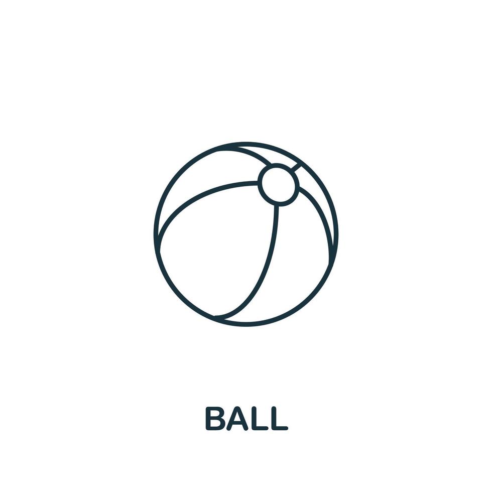 ícone de bola da coleção de coisas de bebê. símbolo de bola de elemento de linha simples para modelos, web design e infográficos vetor