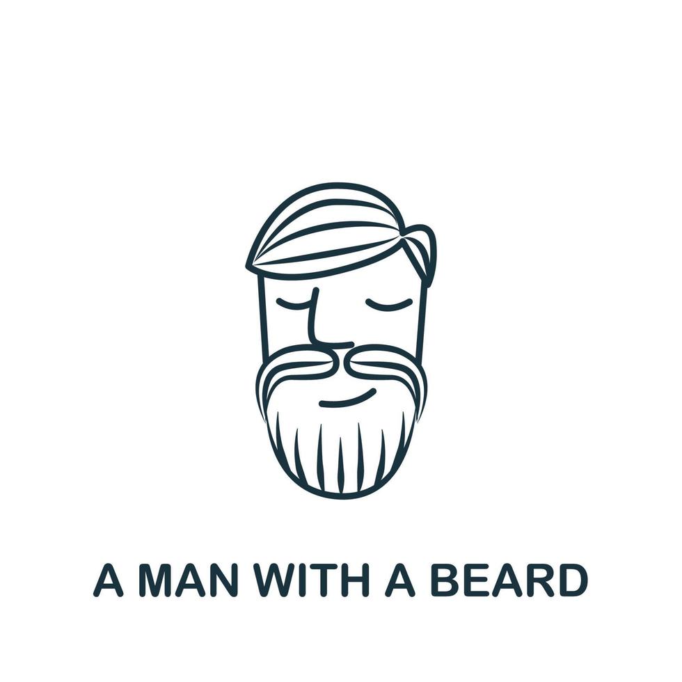 um homem com um ícone de barba da coleção de barbearia. elemento de linha simples um homem com um símbolo de barba para modelos, web design e infográficos vetor