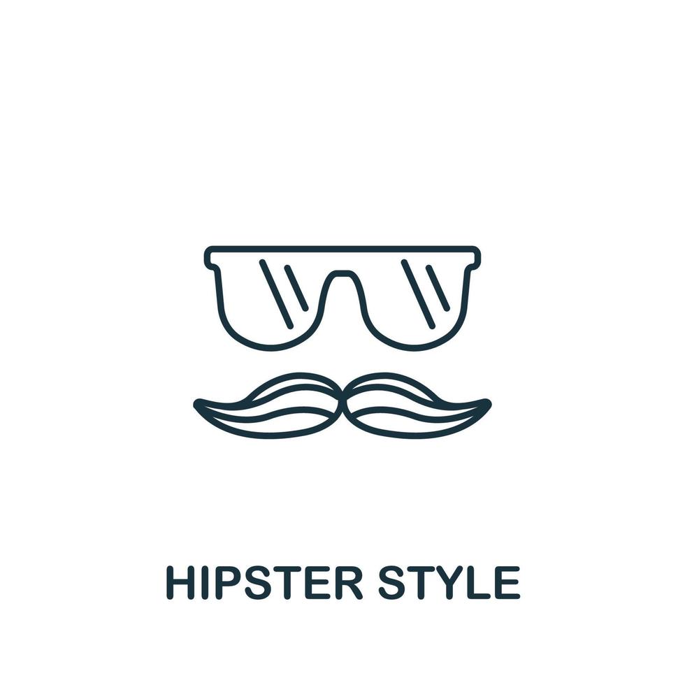 ícone de estilo hipster da coleção de barbearia. símbolo de estilo hipster de elemento de linha simples para modelos, web design e infográficos vetor