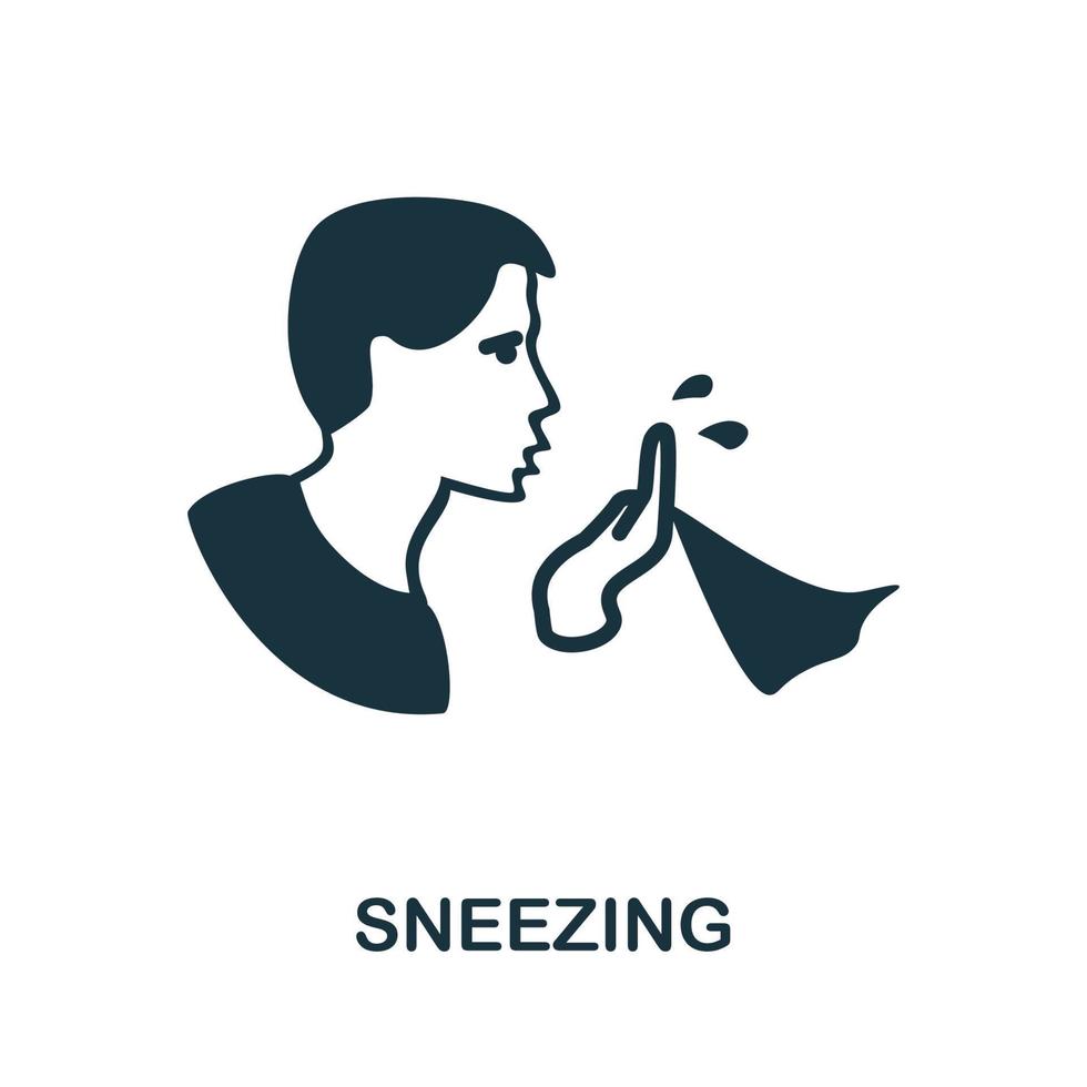 ícone de espirros. ilustração simples da coleção de coronavírus. ícone de espirro criativo para web design, modelos, infográficos e muito mais vetor