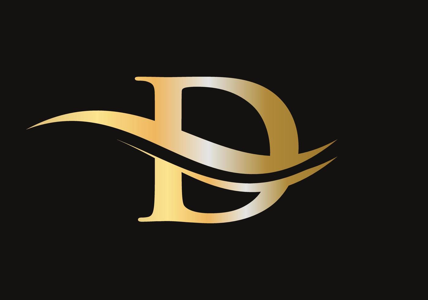 design do logotipo da letra d. logotipo da onda de água d vetor