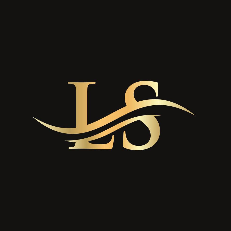 ls design de logotipo. design de logotipo ls de letra premium com conceito de onda de água vetor