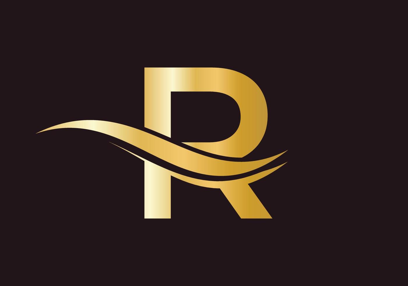 conceito de luxo do logotipo da letra r vetor