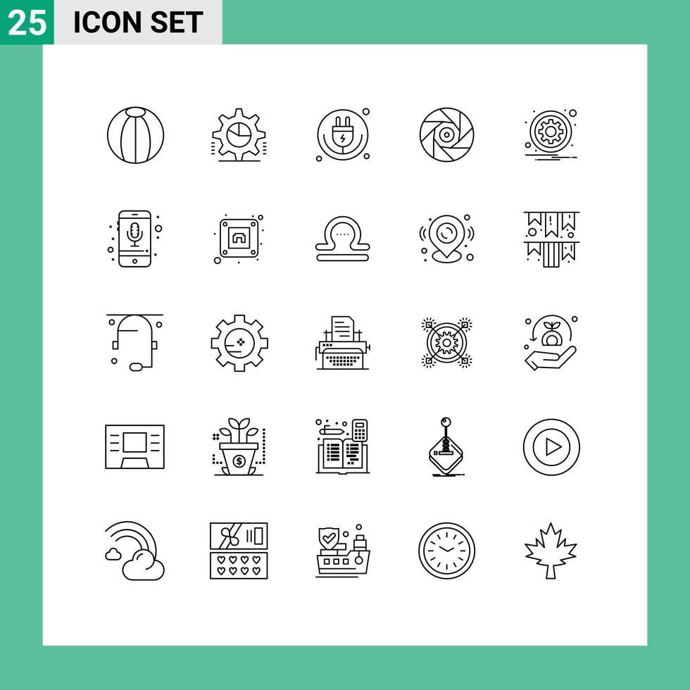conceito de 25 linhas para sites móveis e aplicativos obturador estatísticas de entretenimento cinema iot elementos de design vetoriais editáveis vetor