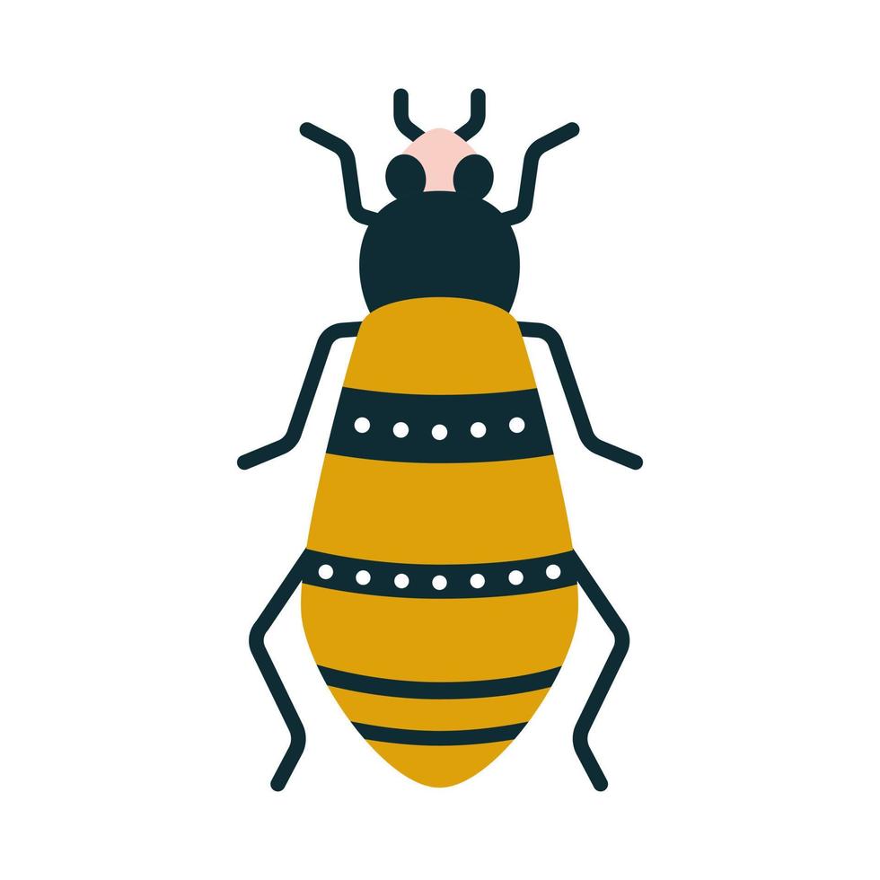 abelha de veado dos desenhos animados com chifres com decoração na parte de trás em estilo art déco. ilustração vetorial de um bug para logotipo, impressão em roupas, branding vetor