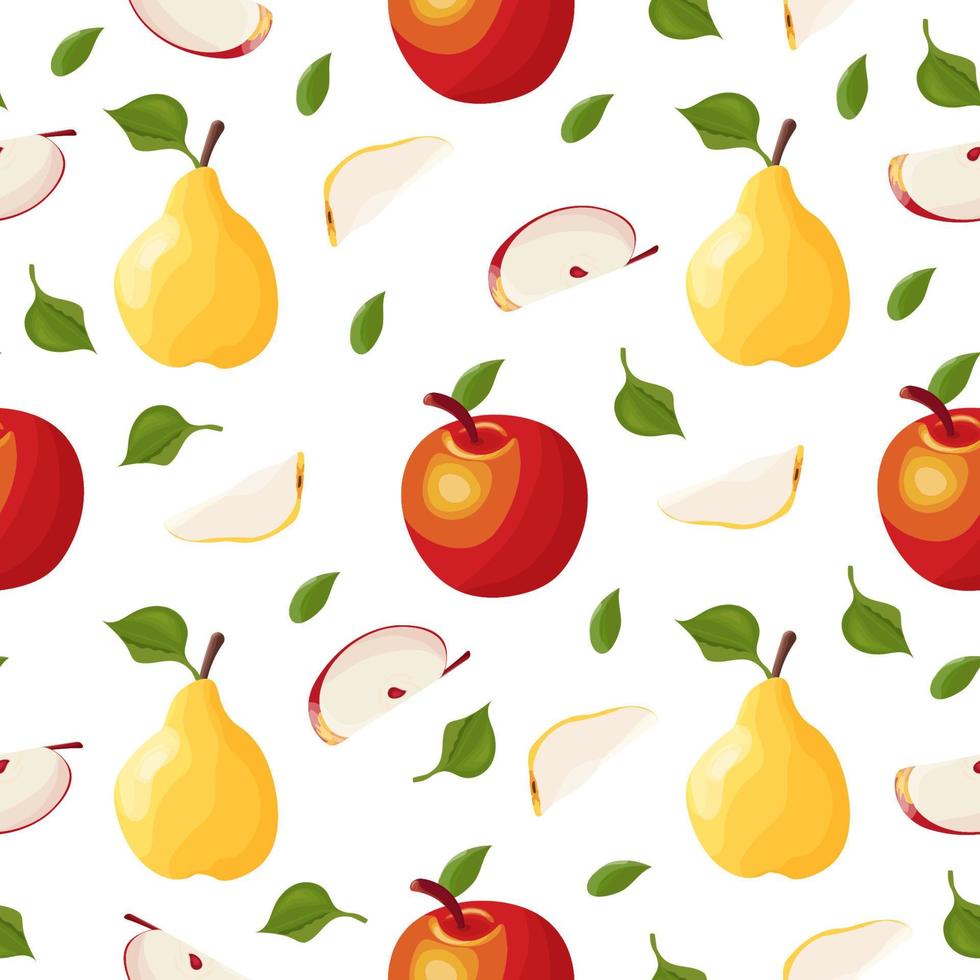 padrão vetorial colorido sem costura de frutas, maçãs e peras para impressão, embalagem, fabricar vetor
