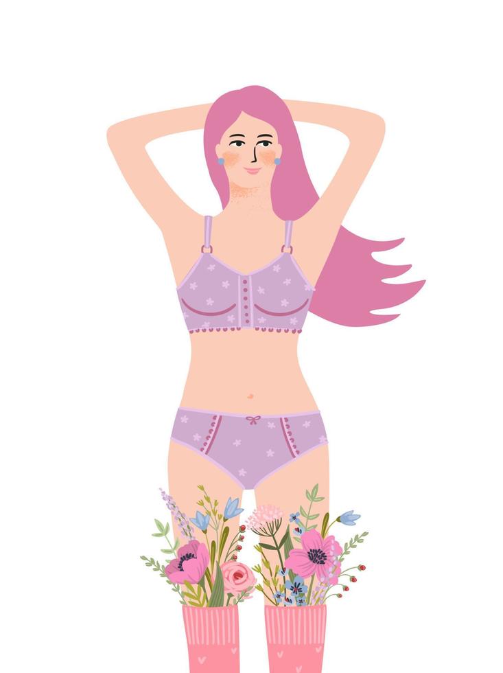 ilustração isolada de uma mulher com flores. conceito para o dia internacional da mulher e outros usos vetor