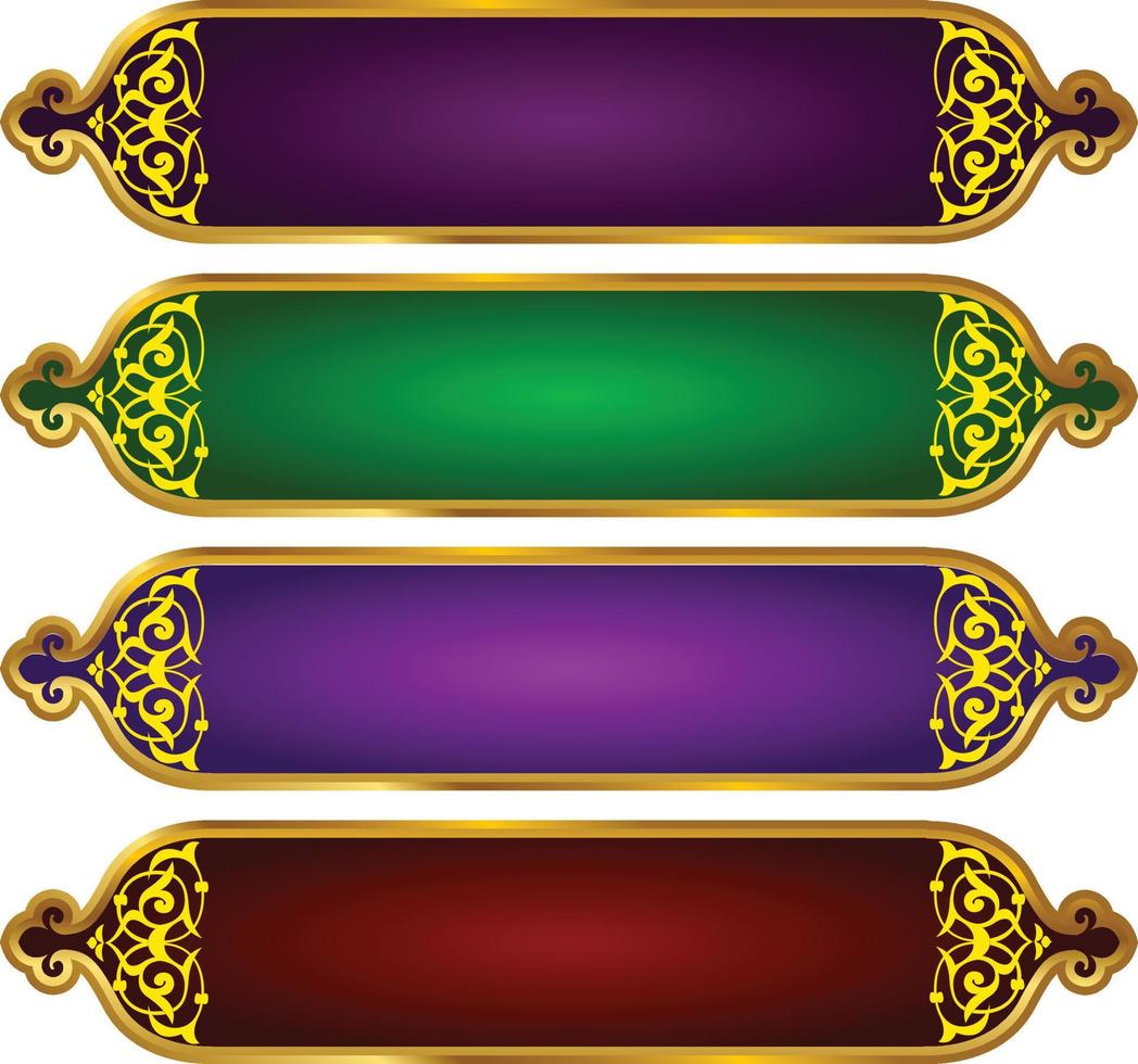 conjunto de moldura de título de banner islâmico árabe dourado de luxo png fundo transparente caixa de texto ouro imagens de design de vetor